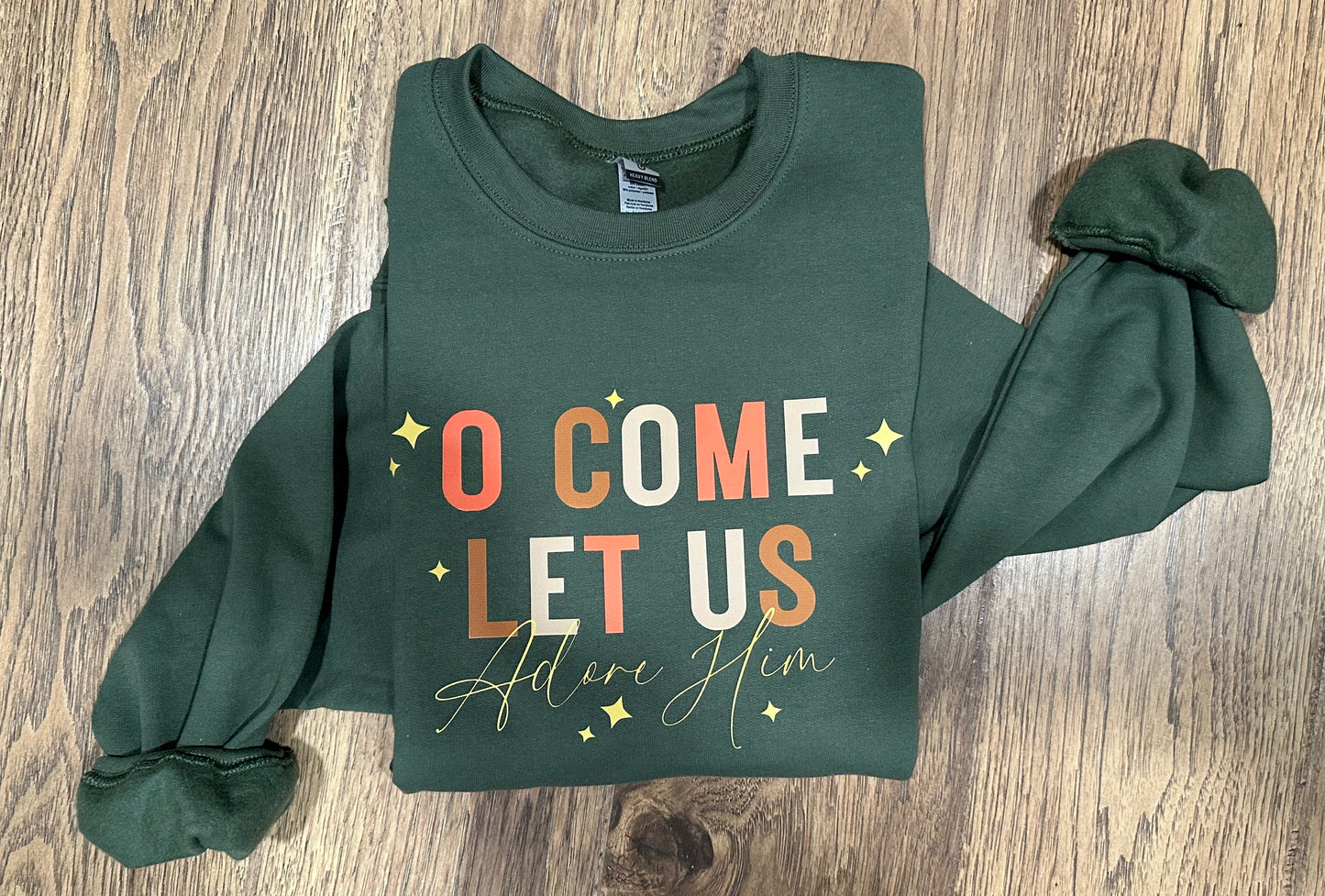 O Come Let Us Adore Him Sweatshirt | Military Green