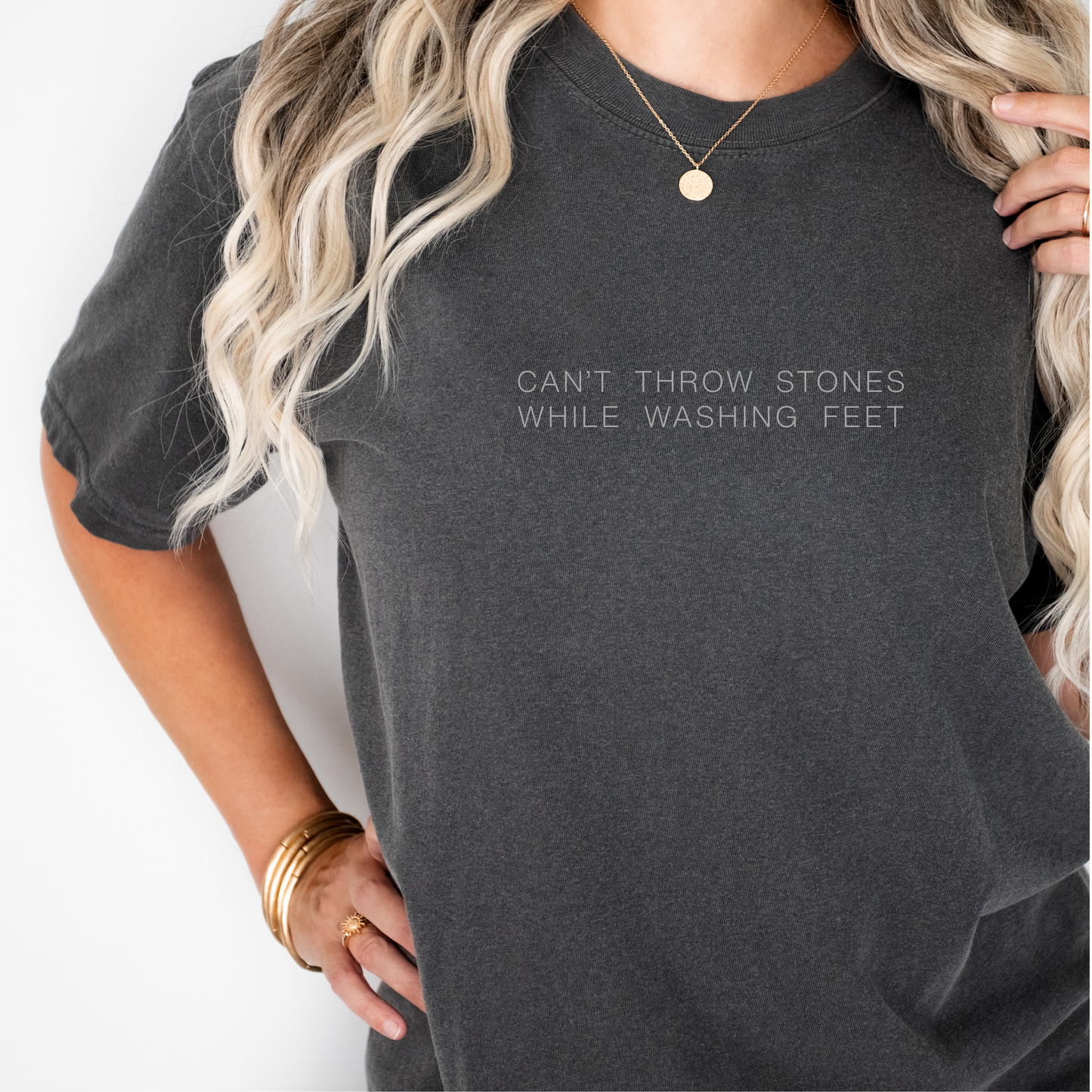 Can't Throw Stones While Washing Feet T-Shirt | Pepper