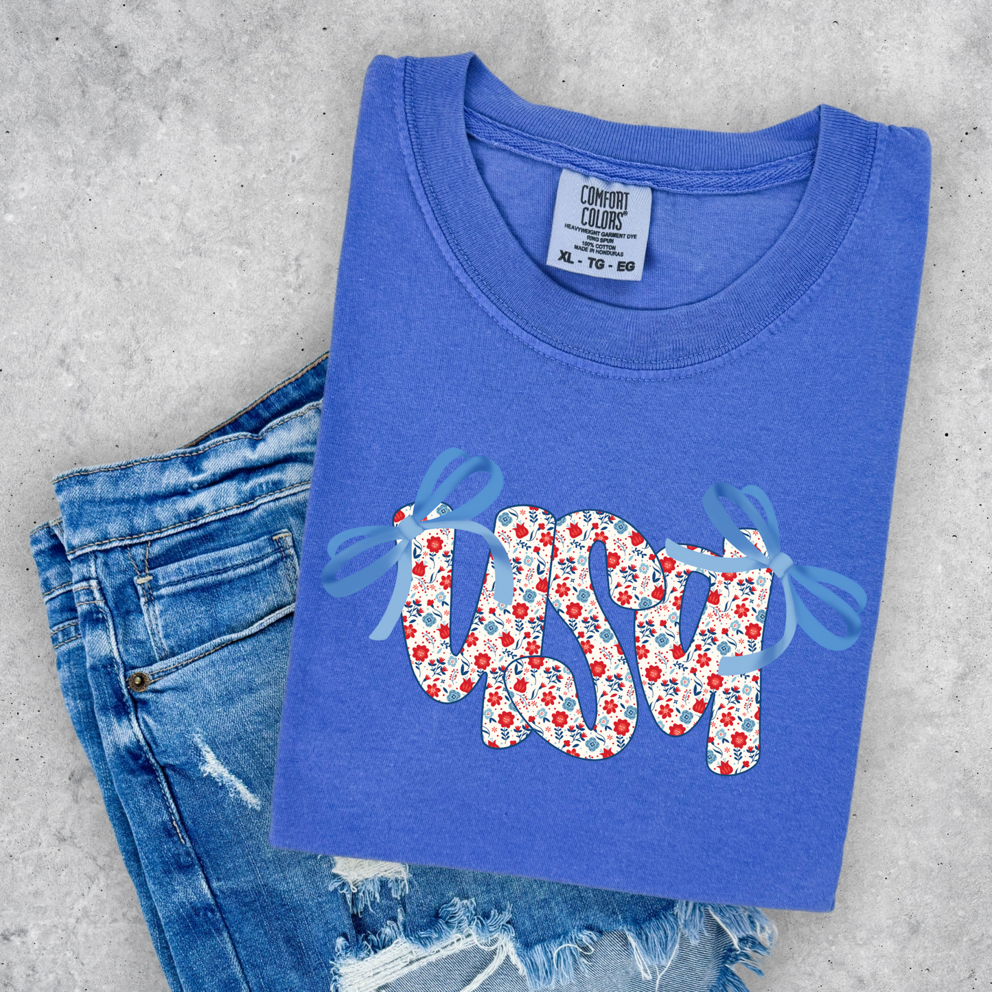 Floral USA T-Shirt | Flo Blue