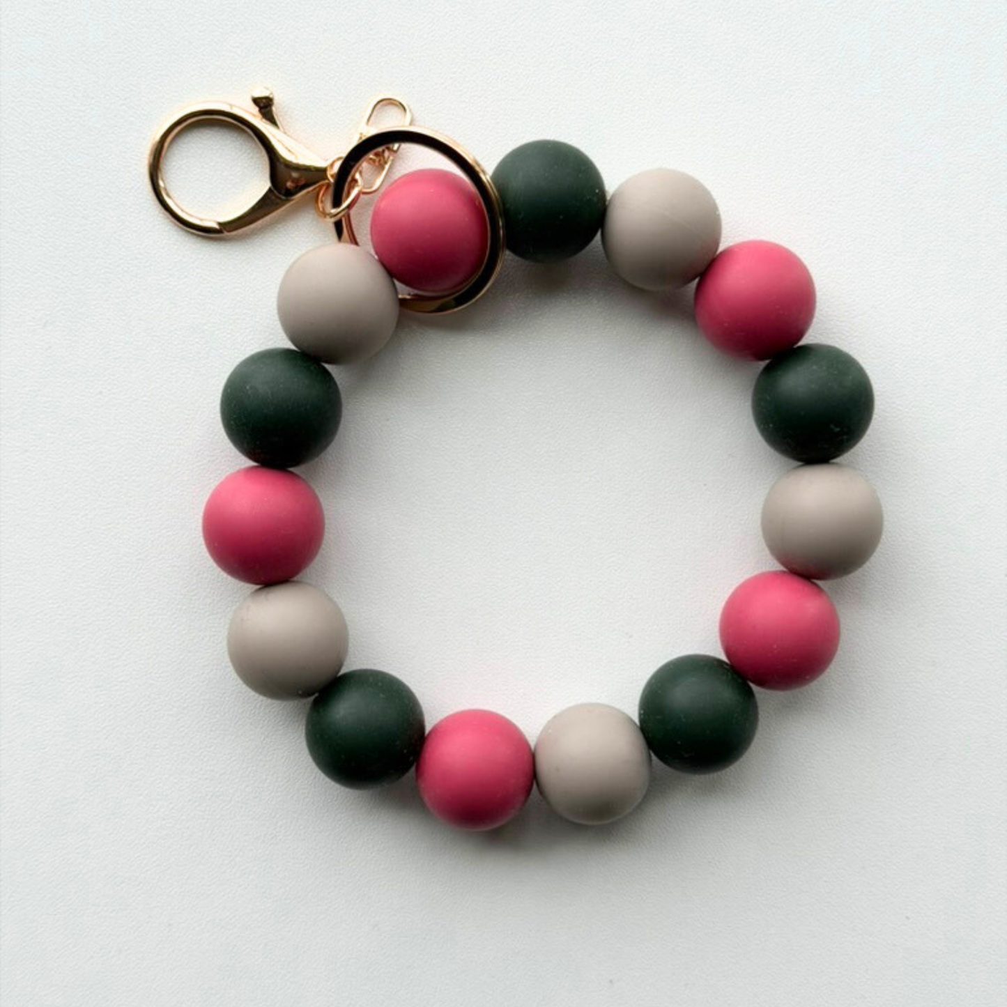 Evergreen Blush Silicone Key Wristlet