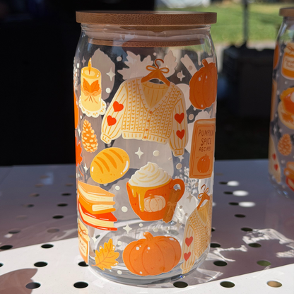 Autumn Glass Can 16 oz - Orange
