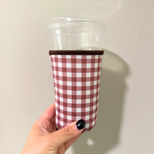 Mocha Gingham Drink Sleeve