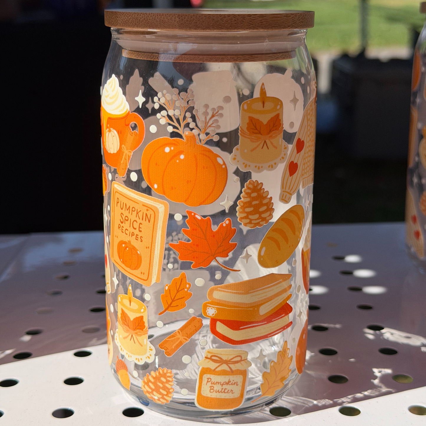 Autumn Glass Can 16 oz - Orange