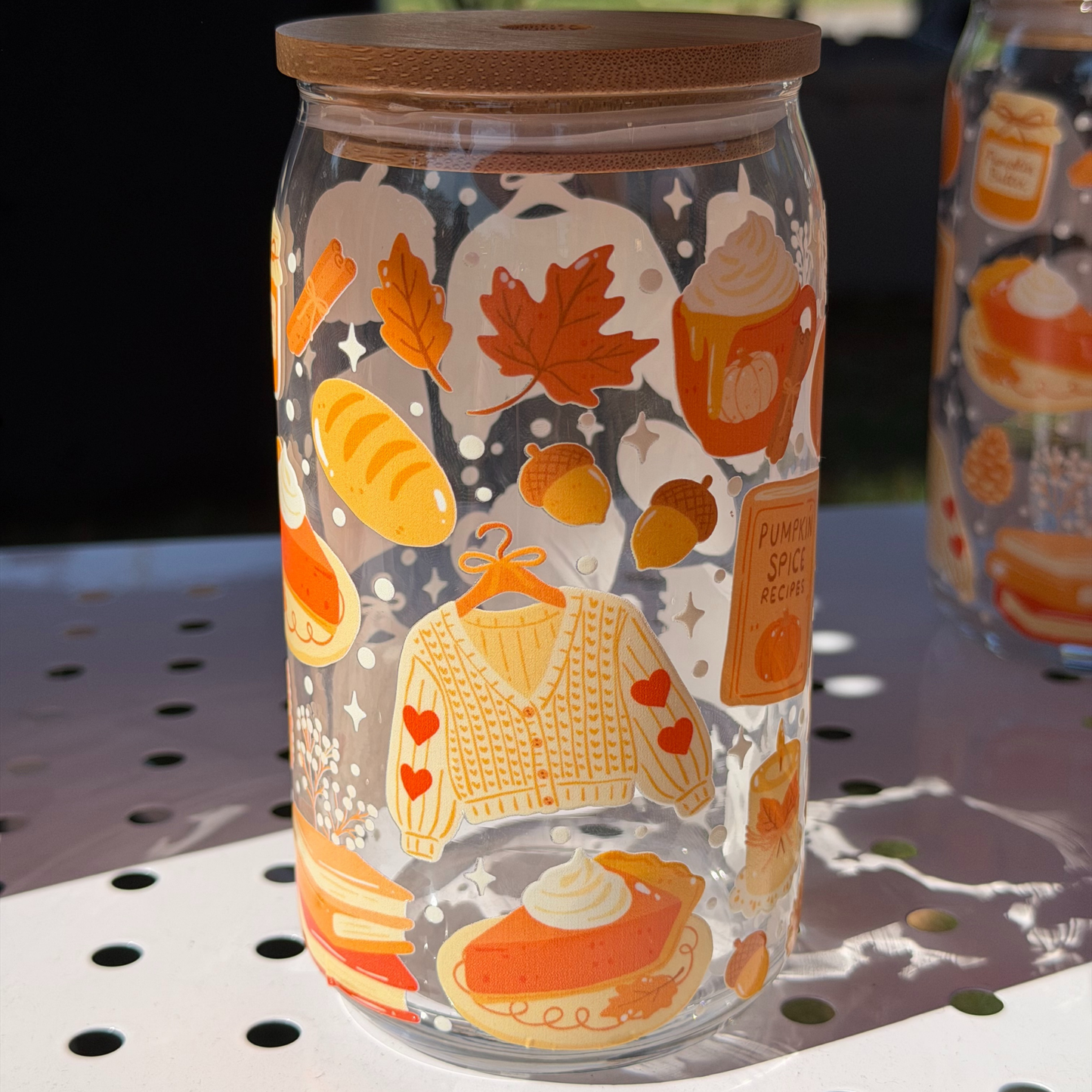 Autumn Glass Can 16 oz - Orange