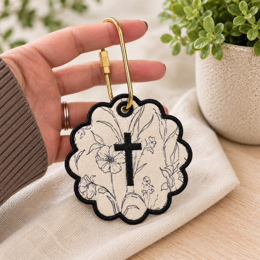 Cream Blooms Cross Bag Tag