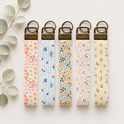 Spring Key Fob Wristlet | Antique Brass Hardware | Stylish & Functional