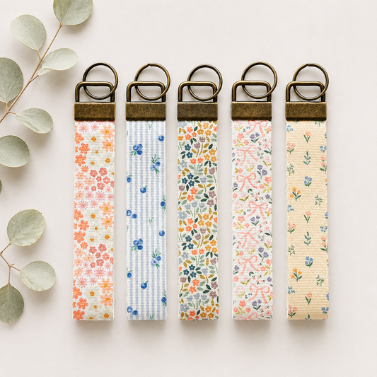 Spring Key Fob Wristlet | Antique Brass Hardware | Stylish & Functional
