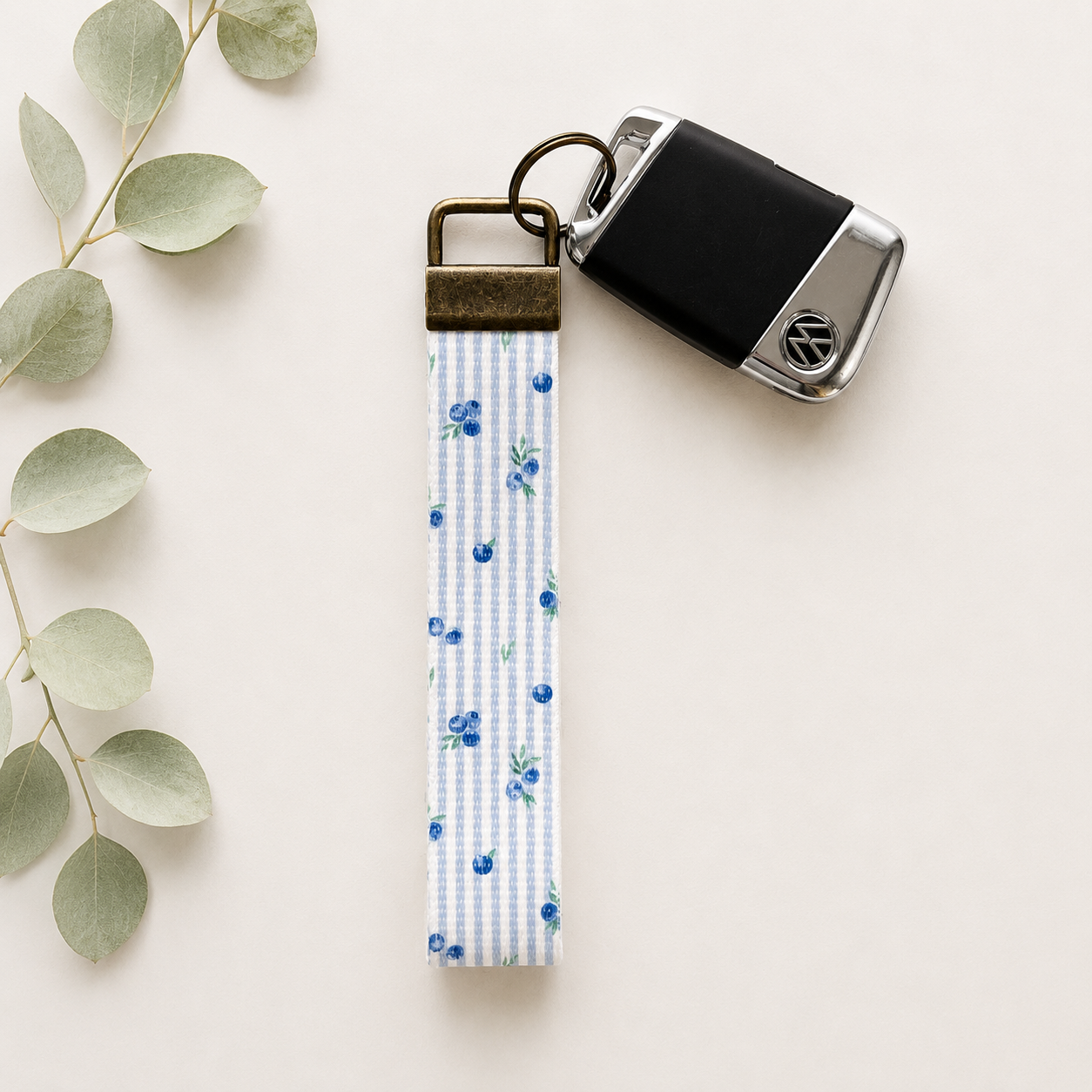 Spring Key Fob Wristlet | Antique Brass Hardware | Stylish & Functional