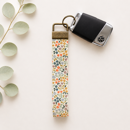 Spring Key Fob Wristlet | Antique Brass Hardware | Stylish & Functional