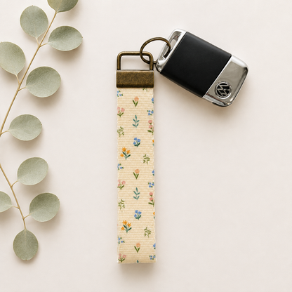 Spring Key Fob Wristlet | Antique Brass Hardware | Stylish & Functional