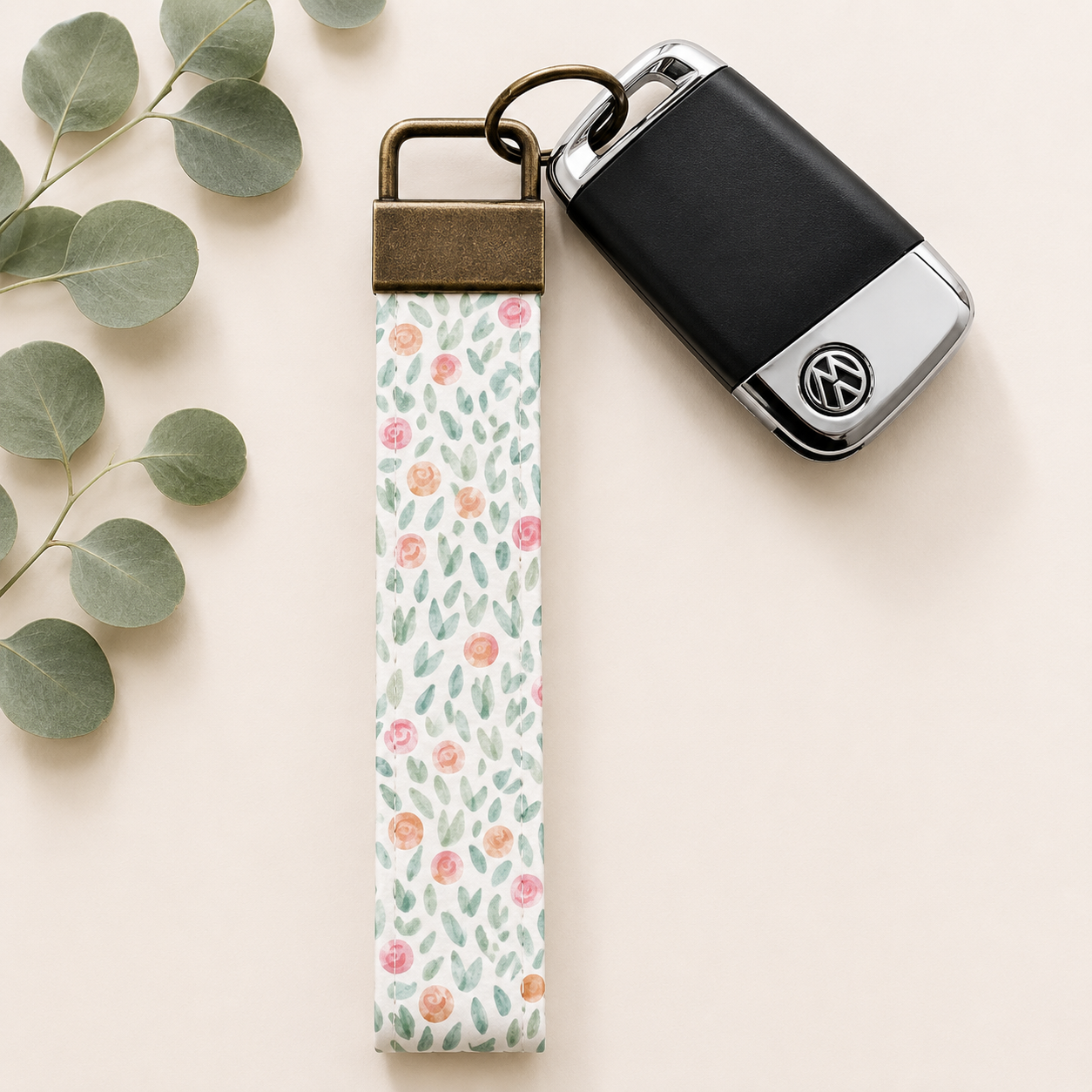 Spring & Summer Key Fob Wristlet | Antique Brass Hardware | Stylish & Functional