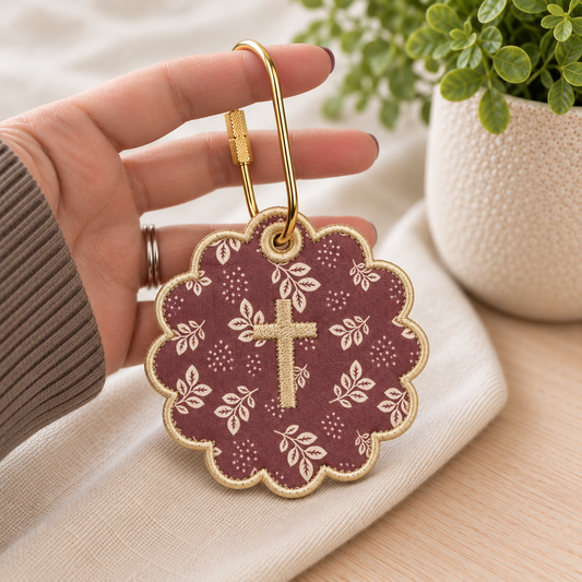Purple Leaves Cross Bag Tag