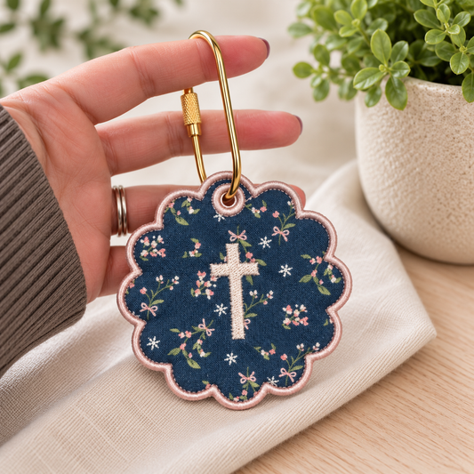 Navy Berries Cross Bag Tag