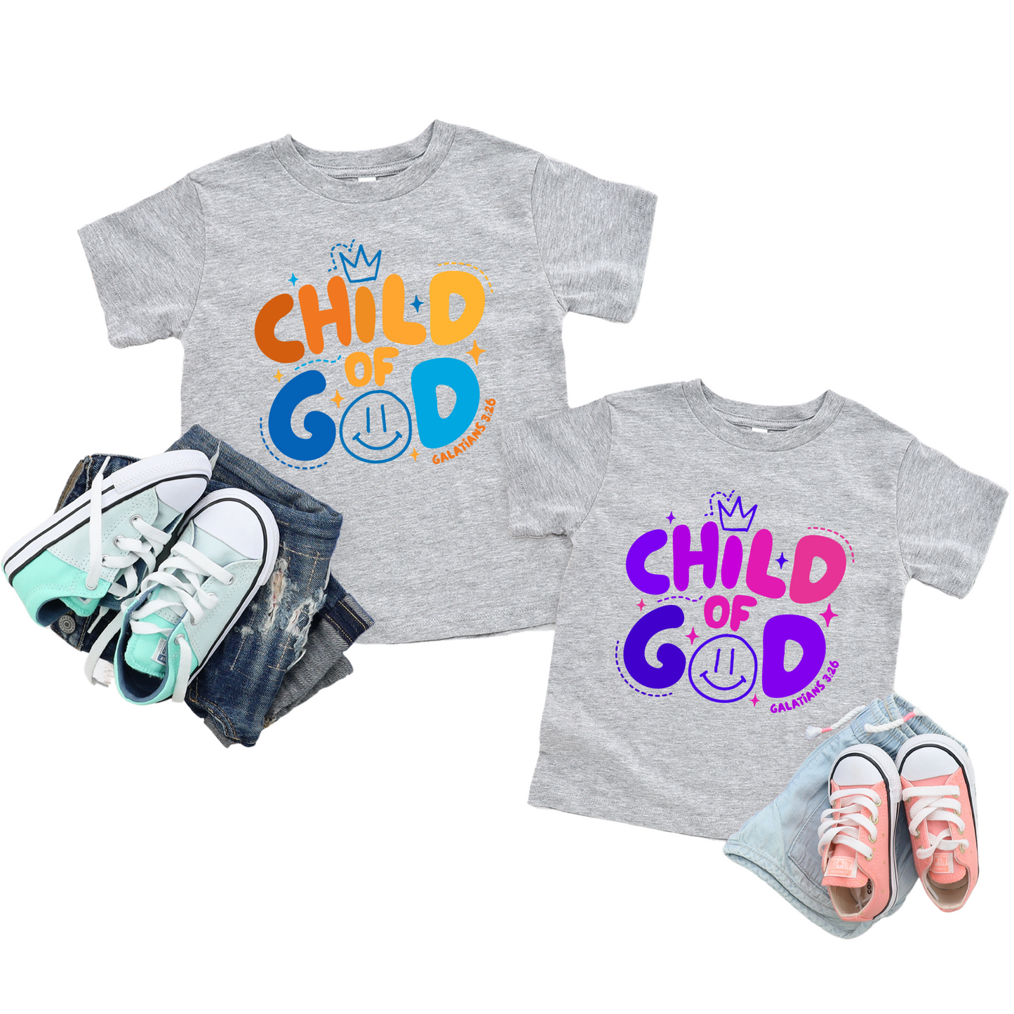 Child Of God Youth T-Shirt - Gray