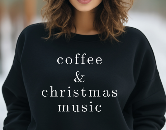 Coffee & Christmas Music Sweatshirt - Black