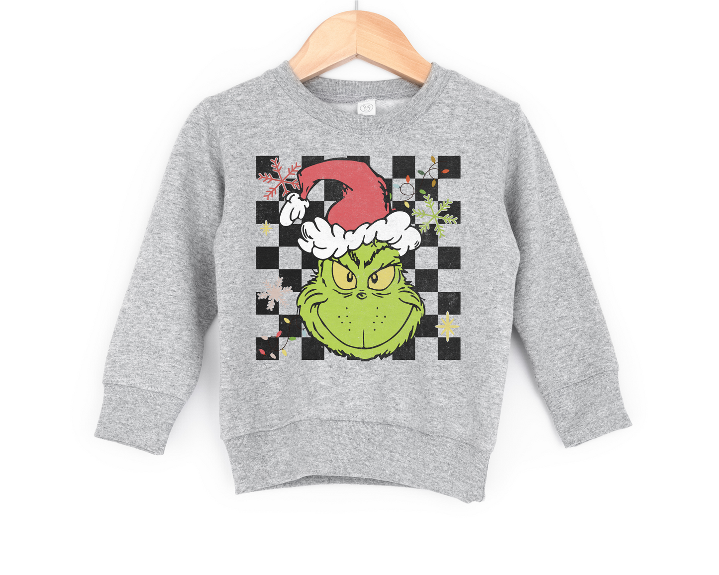 Kids Checkered Grinch Sweatshirt