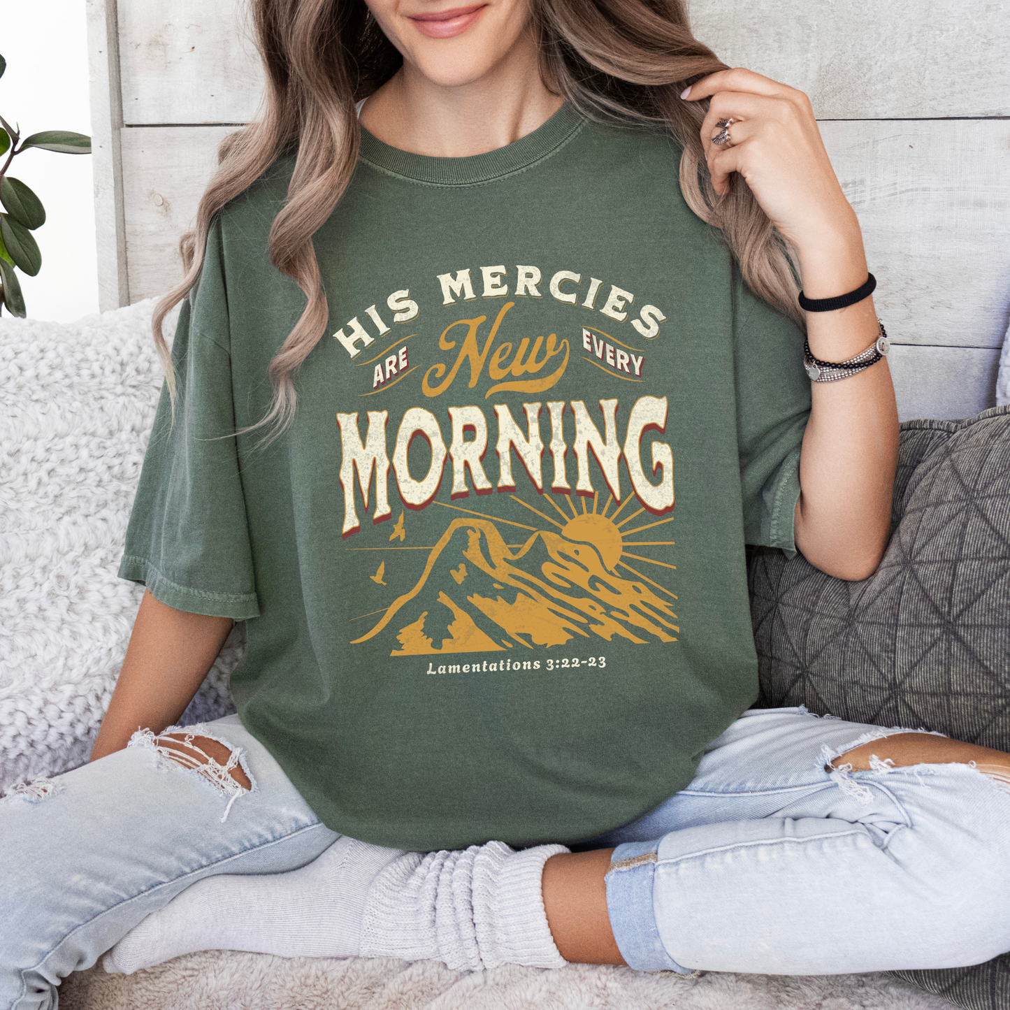 His Mercies Are New Every Morning T-Shirt - Moss