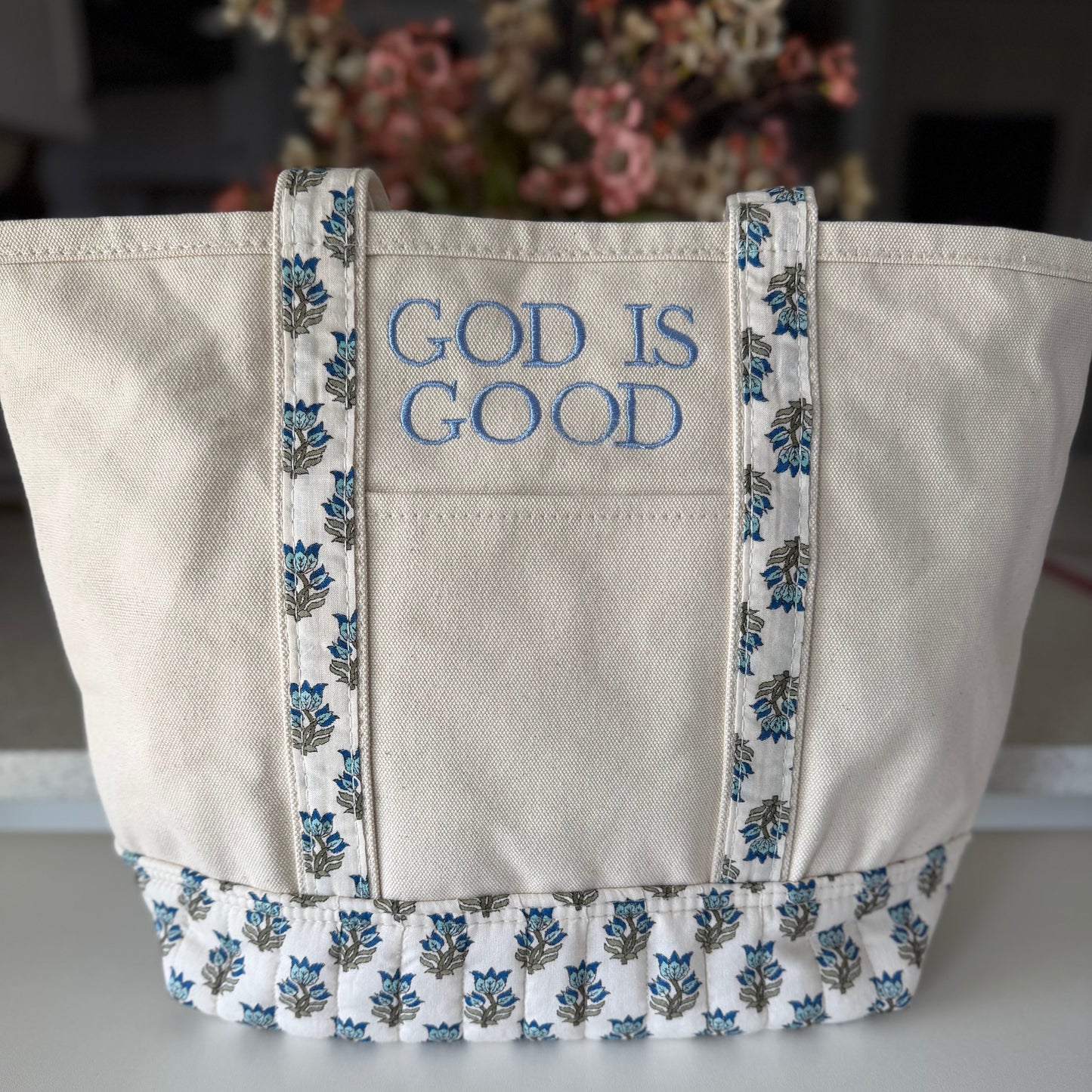 Floral Block Print Tote Bag