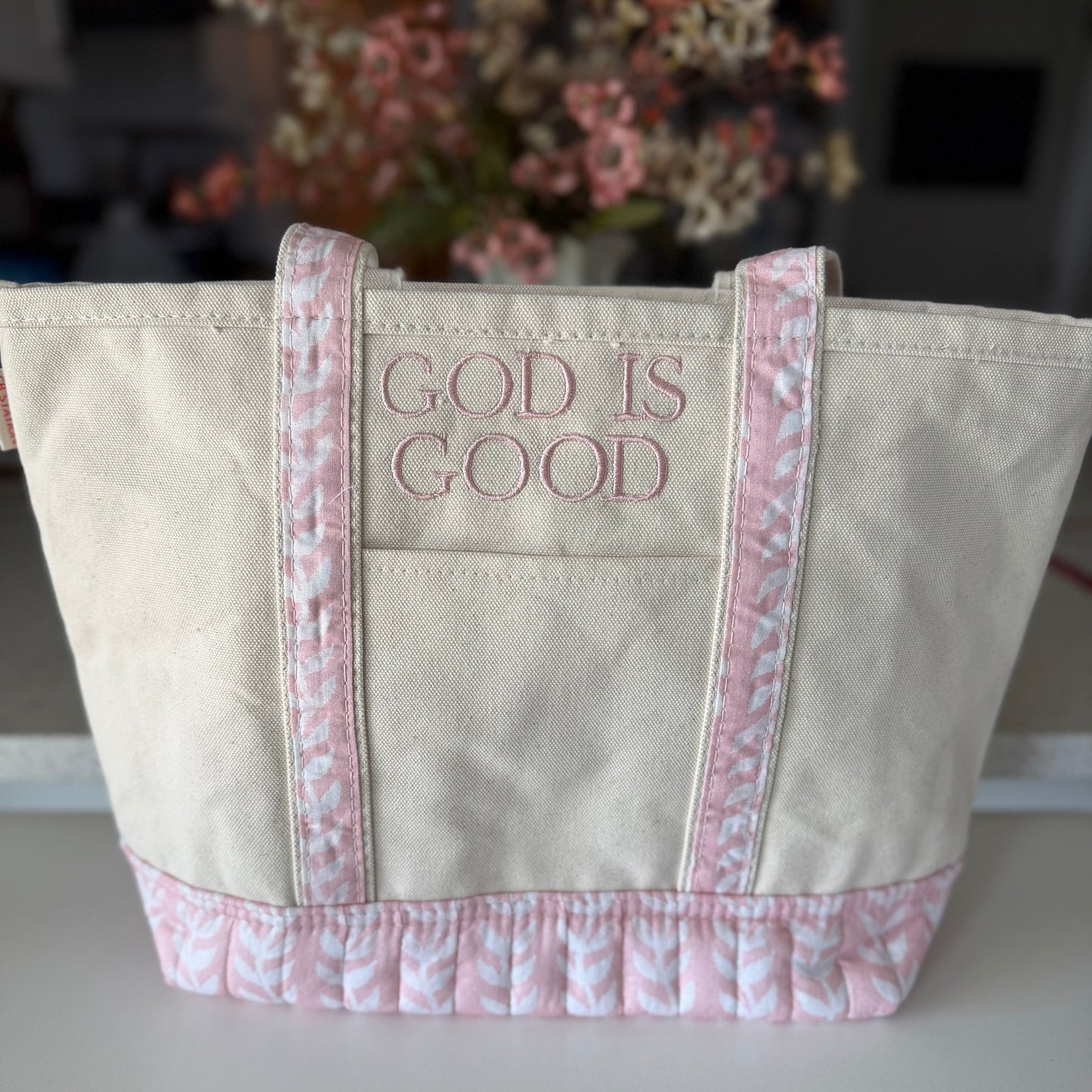Floral Block Print Tote Bag