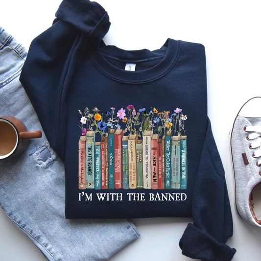 I'm With The Banned Floral Sweatshirt - Navy