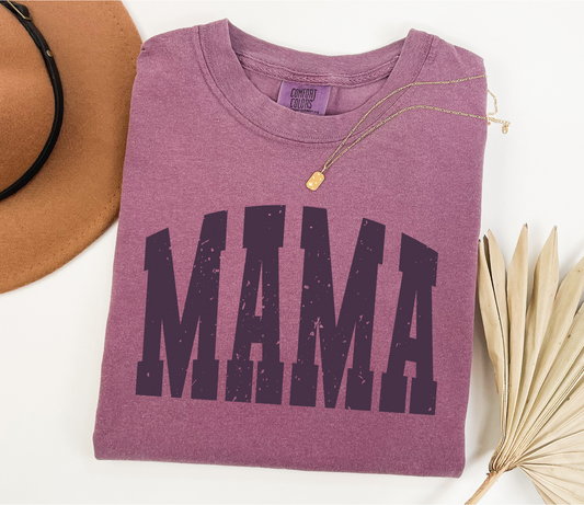 Distressed MAMA T-Shirt - Berry