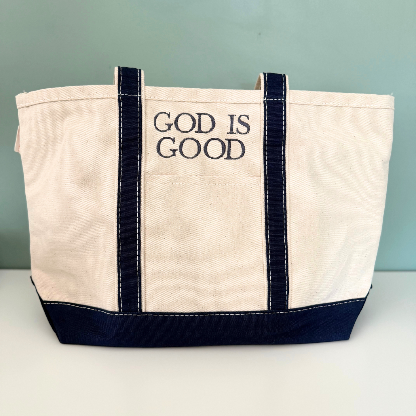 "God Is Good" Embroidered Tote Bag