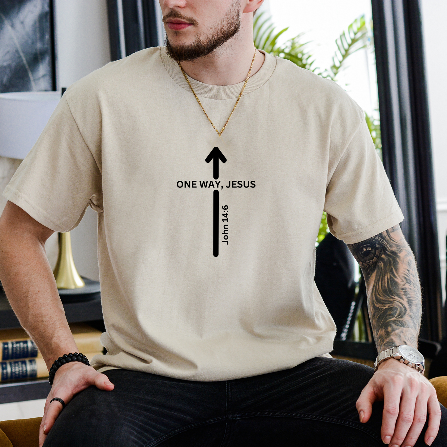 One Way, Jesus T-Shirt - Sand