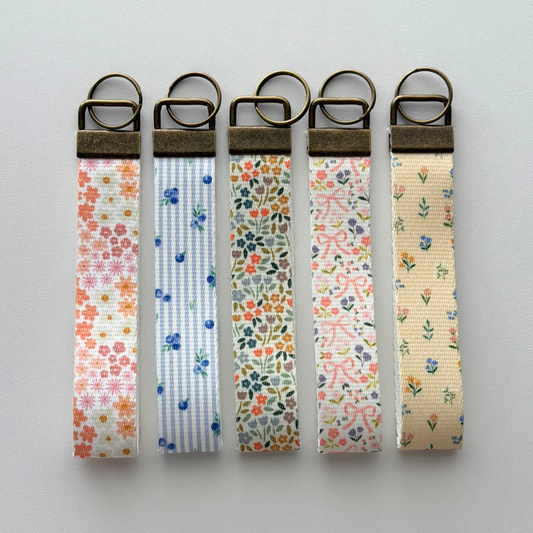 Spring Key Fob Wristlet | Antique Brass Hardware | Stylish & Functional