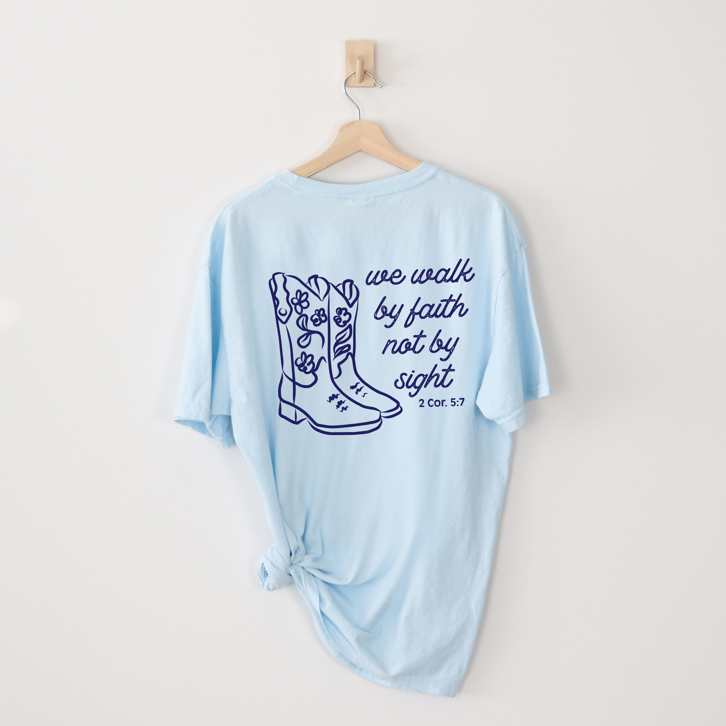 Walk By Faith Pocket T-Shirt | Chambray