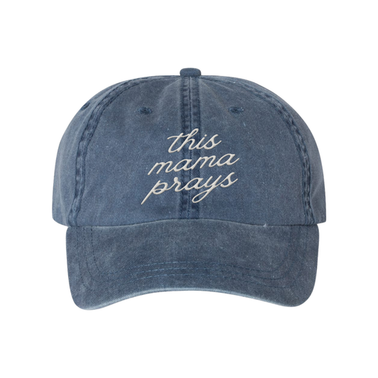 This Mama Prays Embroidered Hat - Navy