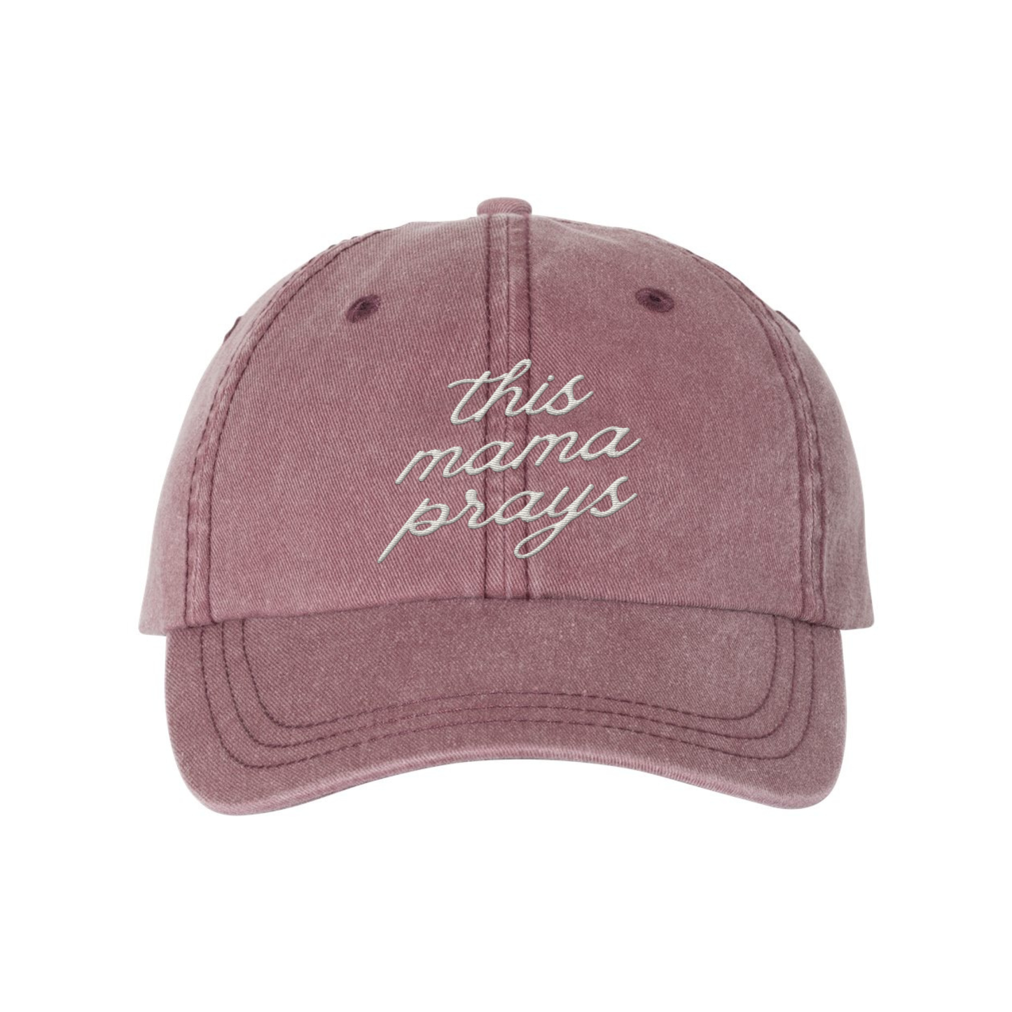 This Mama Prays Embroidered Hat - Maroon